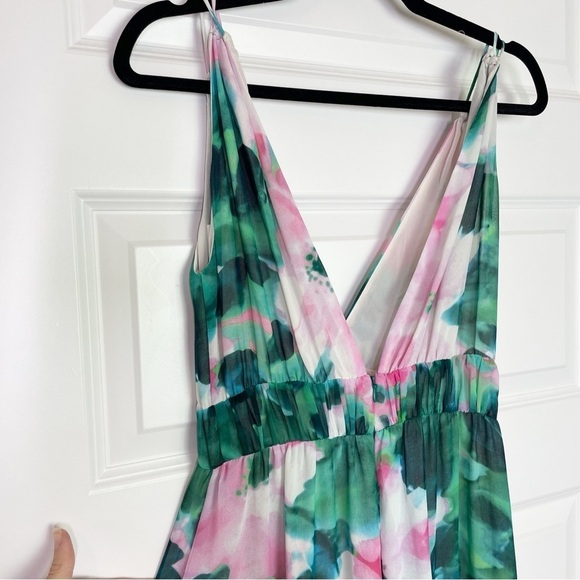 New Zara Floral Print Deep V-neck Flowy Wide Leg Jumpsuit - Picture 11 of 13
